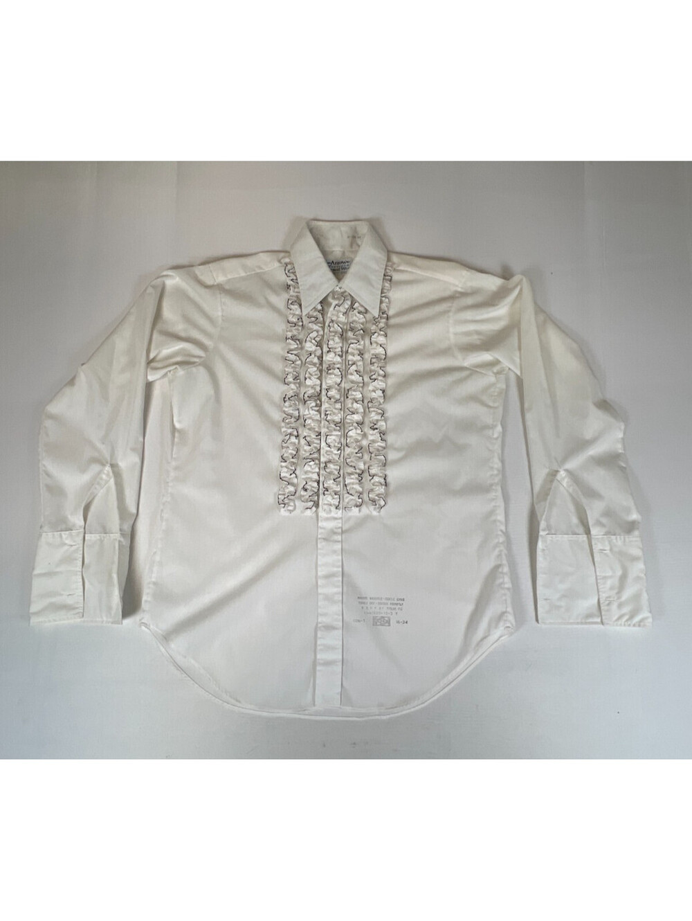 Vintage Arrow Tericota Tuxedo Shirt Mens 16-34 Ruffled White 70s Formal Wear